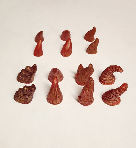 Assorted Aradani Resin Glue-on Horns - Red With Copper Accents