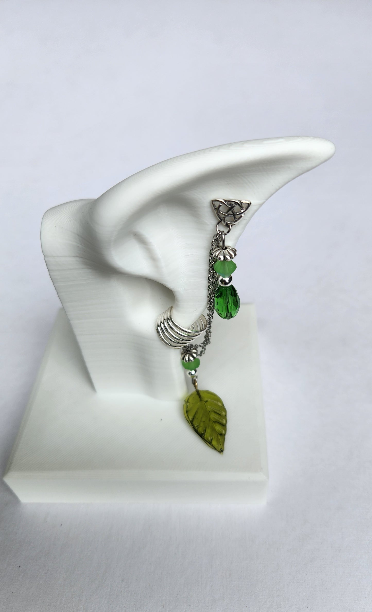 Summer Green Leaf Chain Ear Cuff