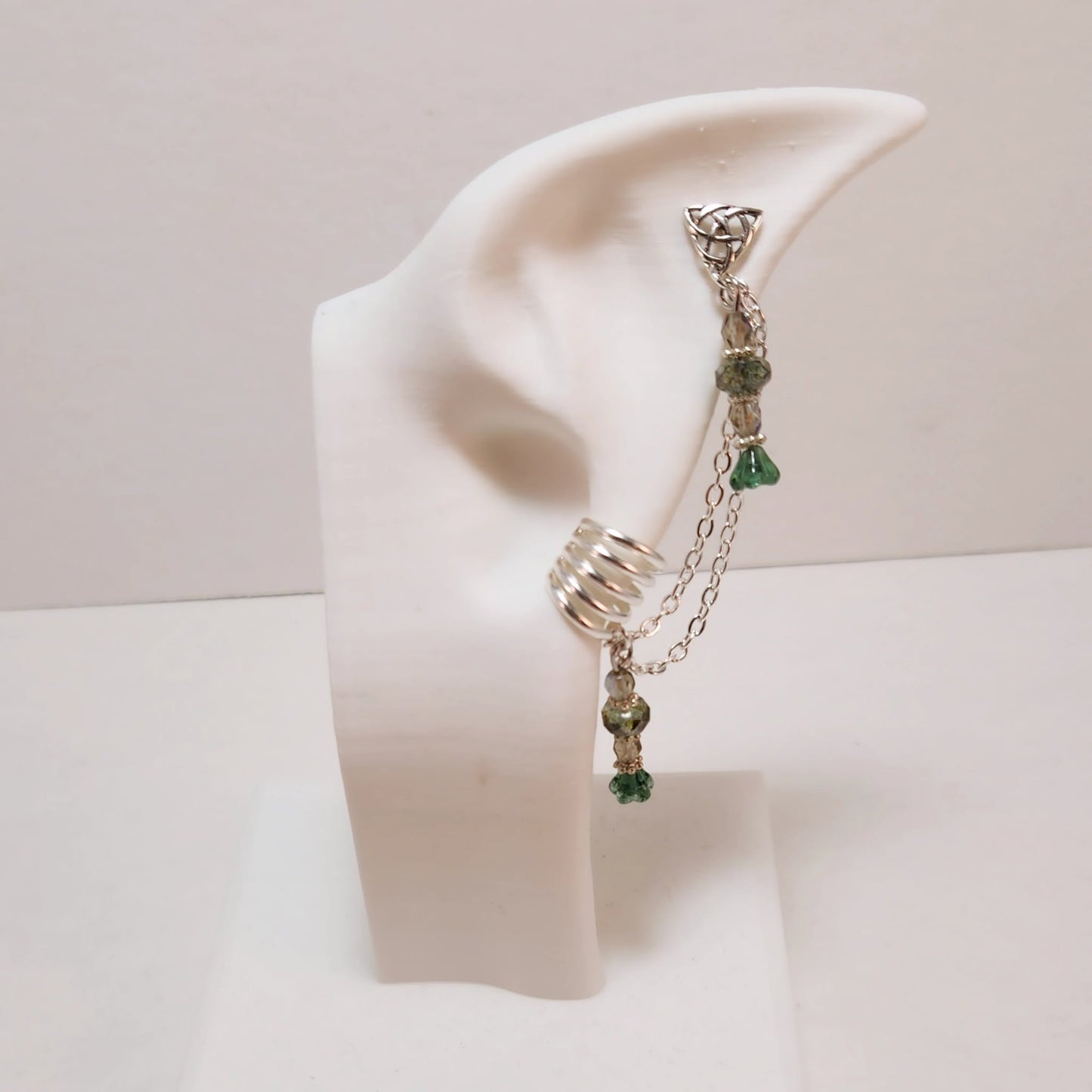 Moss Flower Chain Ear Cuff