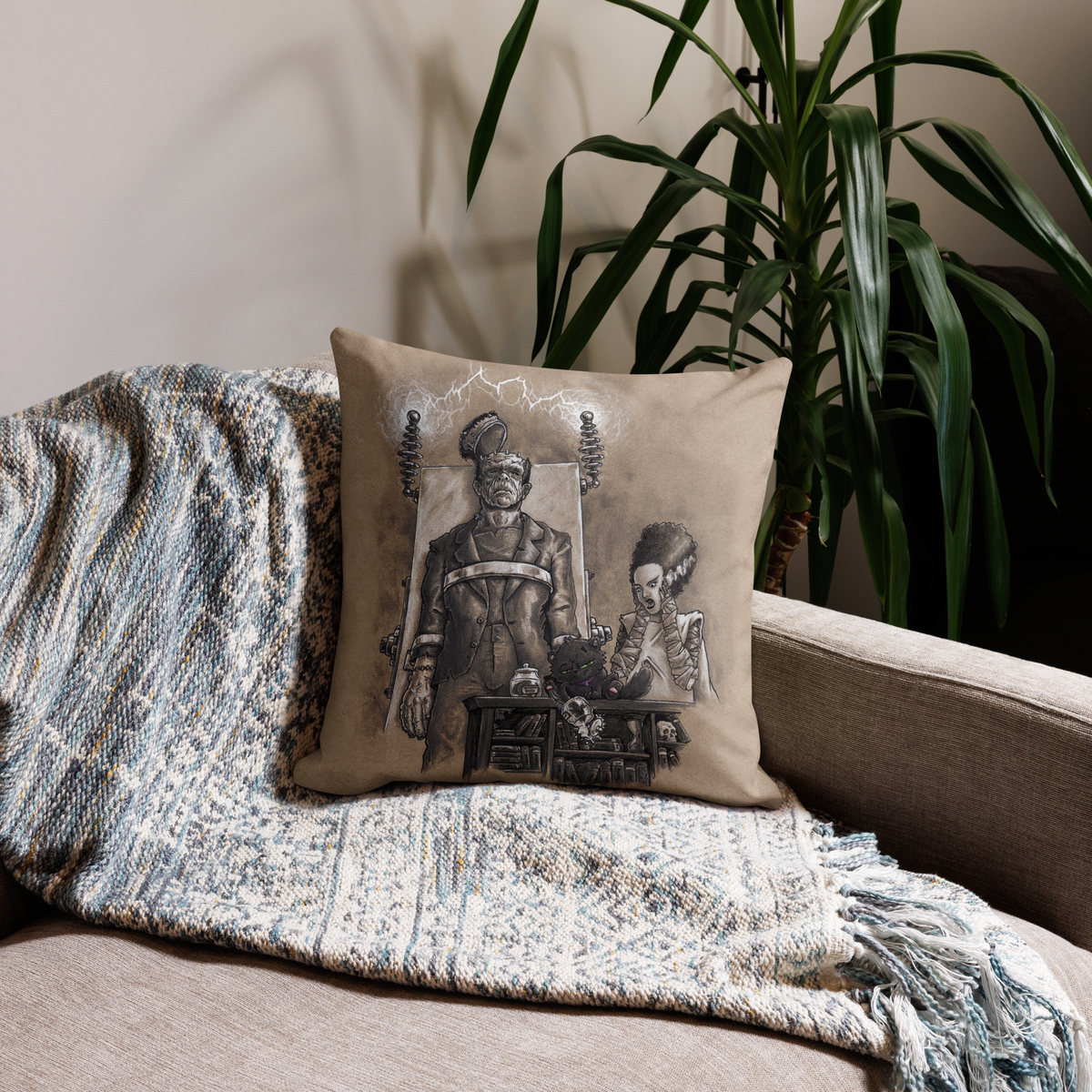 Frankenstein's Furry Friend Pillow Case (no pillow)