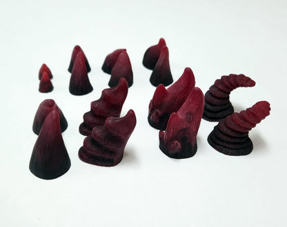 Assorted Aradani Resin Glue-on Horns - Red With Dark Black Base
