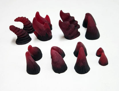 Assorted Aradani Resin Glue-on Horns - Red With Dark Black Base