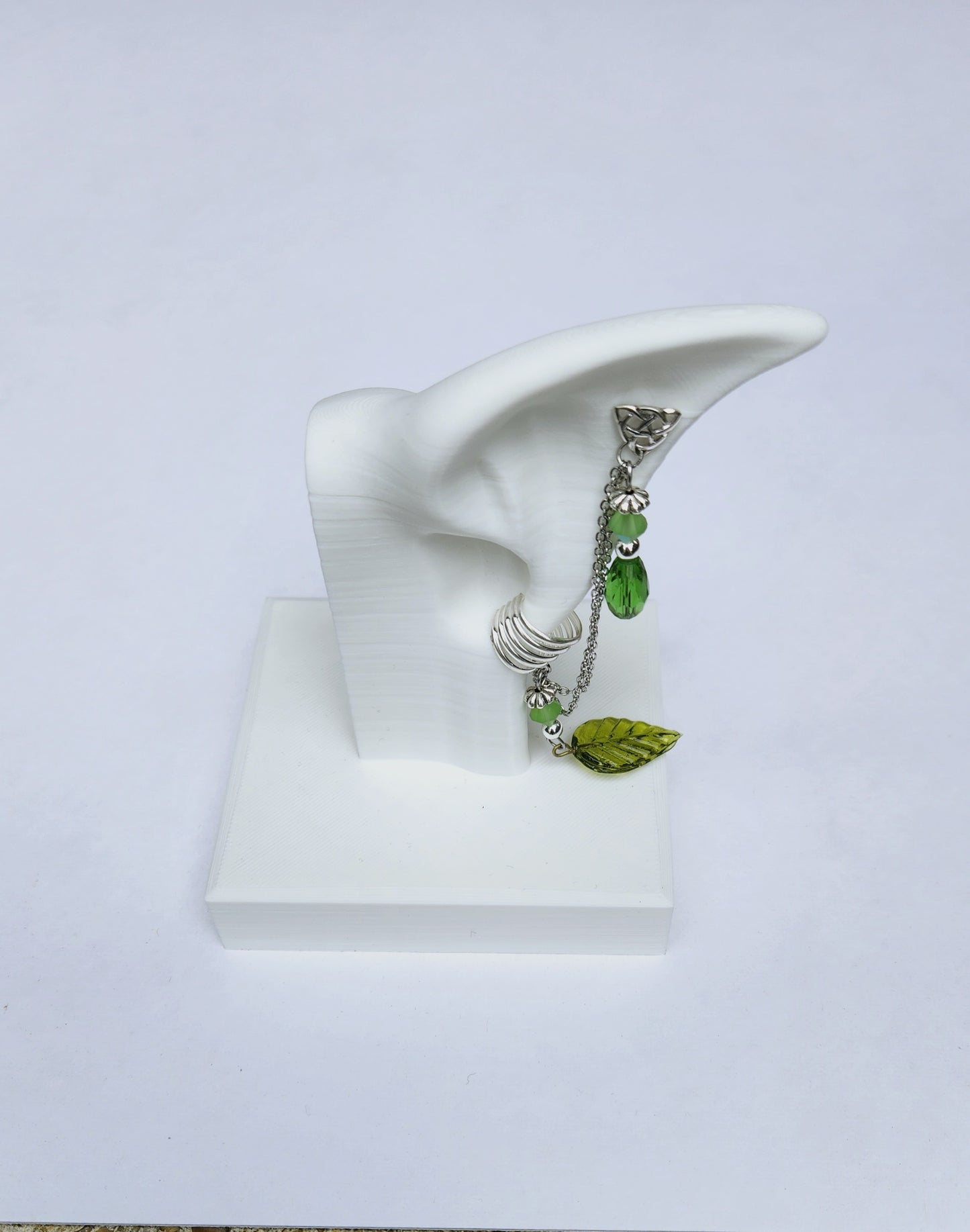 Summer Green Leaf Chain Ear Cuff