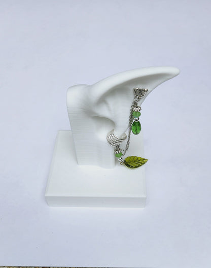 Summer Green Leaf Chain Ear Cuff