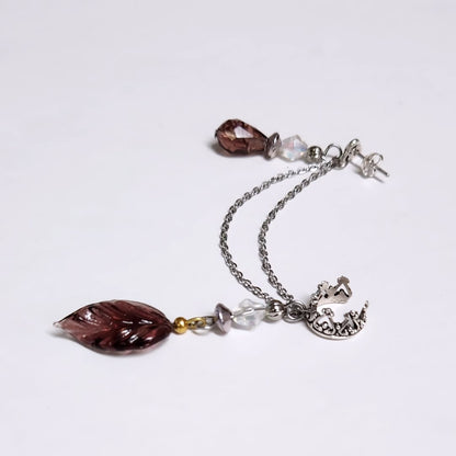 Spring Purple Leaf Chain Ear Cuff