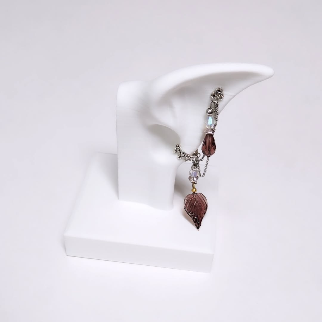 Spring Purple Leaf Chain Ear Cuff