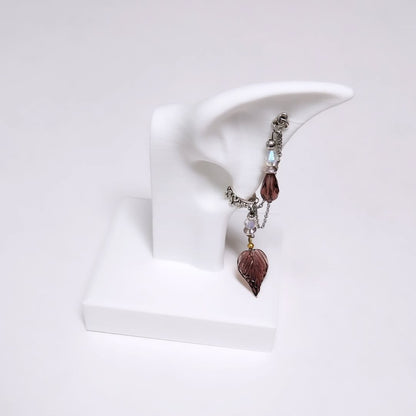 Spring Purple Leaf Chain Ear Cuff