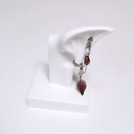 Spring Purple Leaf Chain Ear Cuff