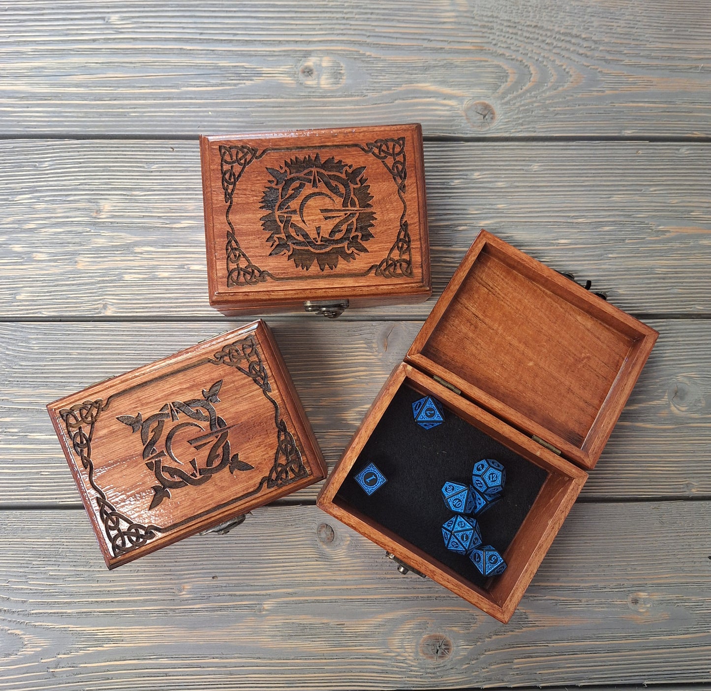 Elven Geek Dice Box, Engraved Wood