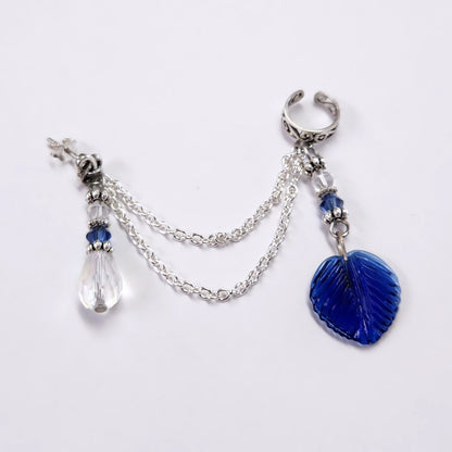 Winter Leaf Chain Ear Cuff