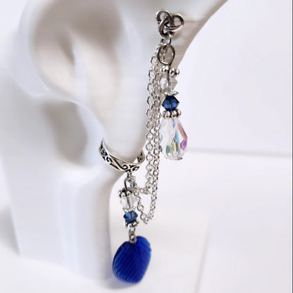 Winter Leaf Chain Ear Cuff