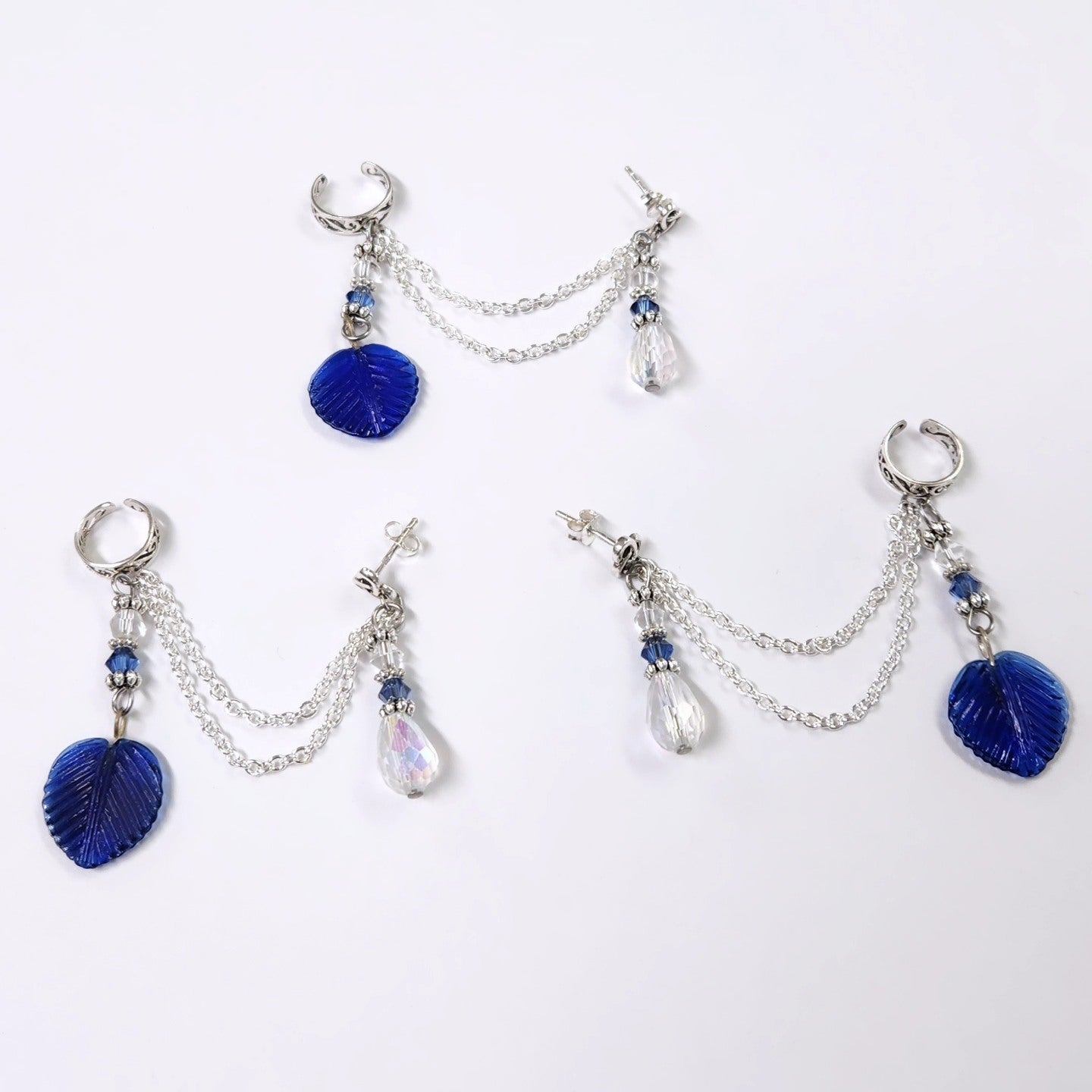 Winter Leaf Chain Ear Cuff