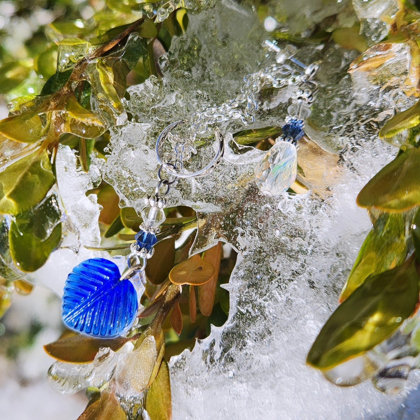 Winter Leaf Chain Ear Cuff