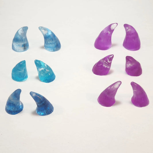 Assorted Aradani Resin Glue-on Horns - Blue and Purple Smoke