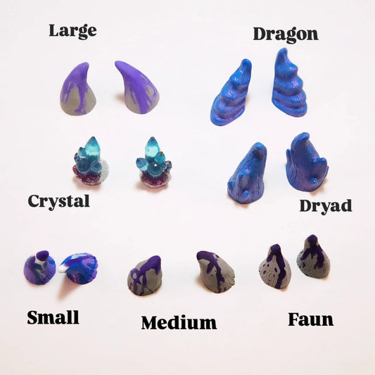 Assorted Aradani Resin Glue-on Horns - Magical Teal and Purple