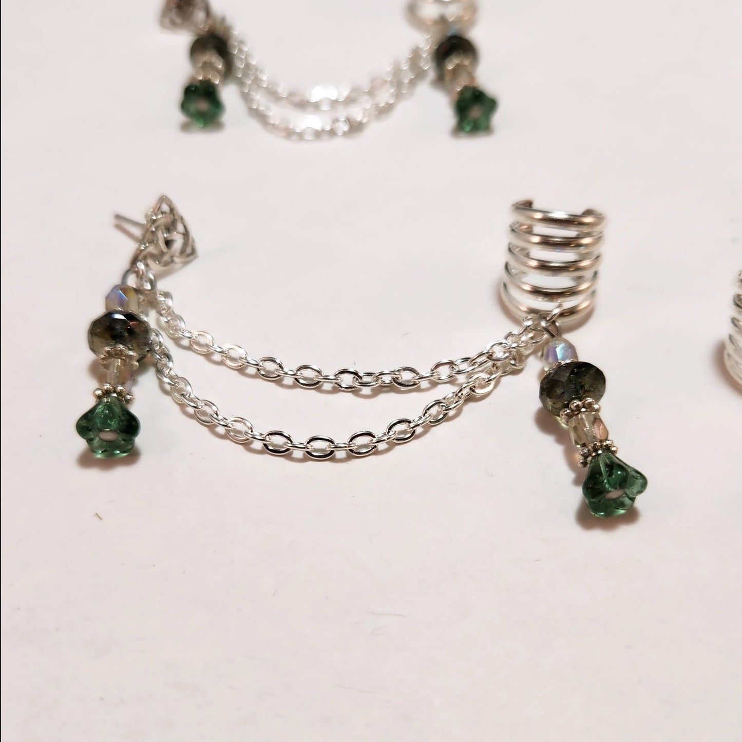 Moss Flower Chain Ear Cuff