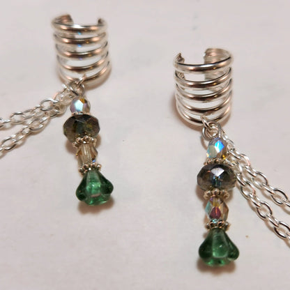 Moss Flower Chain Ear Cuff