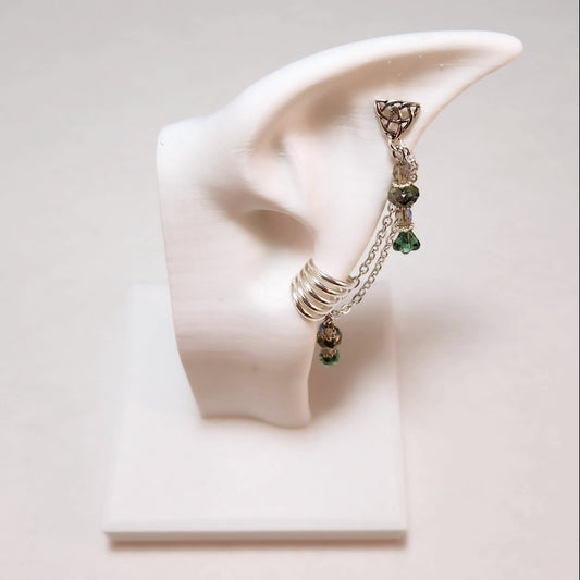 Moss Flower Chain Ear Cuff