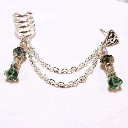 Moss Flower Chain Ear Cuff