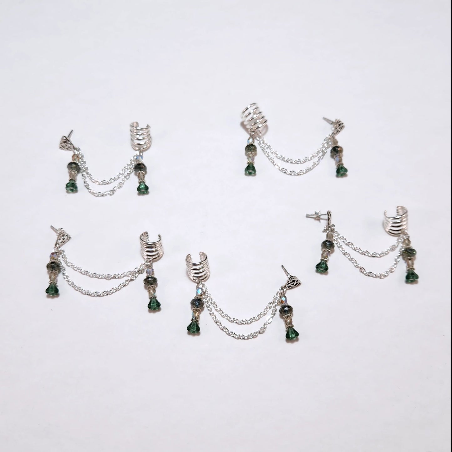 Moss Flower Chain Ear Cuff