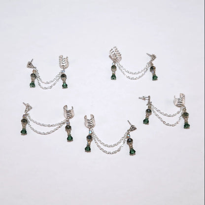 Moss Flower Chain Ear Cuff