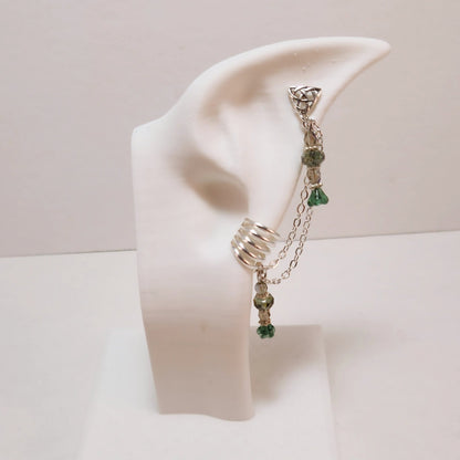 Moss Flower Chain Ear Cuff
