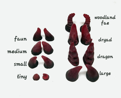 Assorted Aradani Resin Glue-on Horns - Red With Dark Black Base